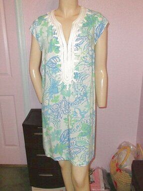 Lilly Pulitzer Dress Size M Embroidered Floral Madia Shift Dress Croc A Locca
